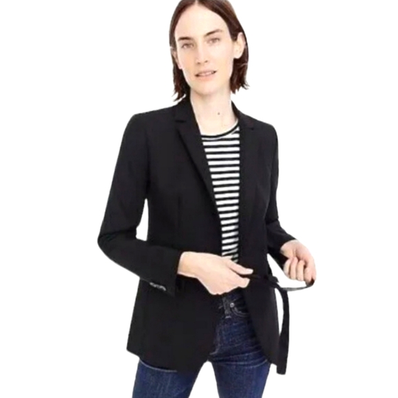 J. Crew Jackets & Blazers - J. Crew Black Preppy Tie Front Blazer in Four Season Stretch. Size 6P